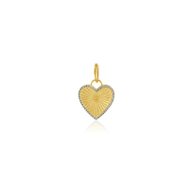 FLUTED DIAMOND HEART 14-carat gold charm