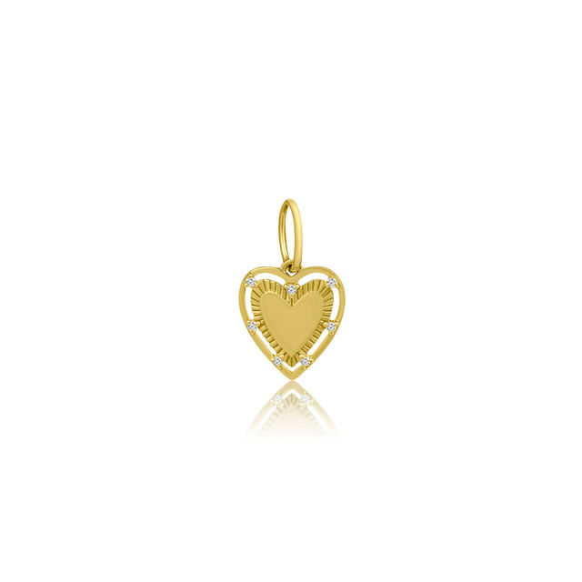 HALO HEART 14-carat gold and diamond charm