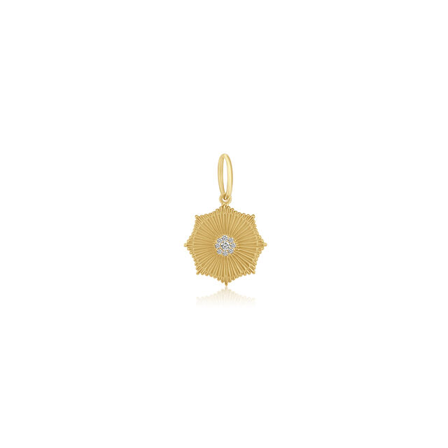 FLUTED SOLEIL 14-carat gold and diamond charm