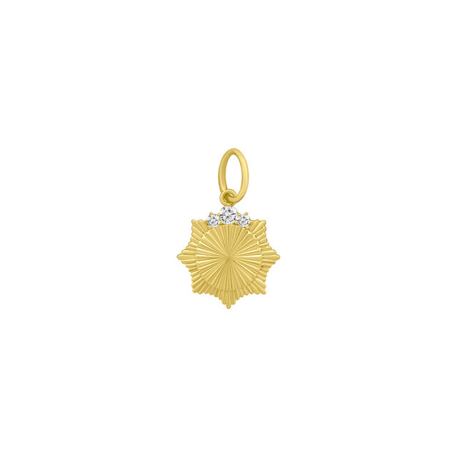 FLUTED SOL 14-carat gold and diamond charm