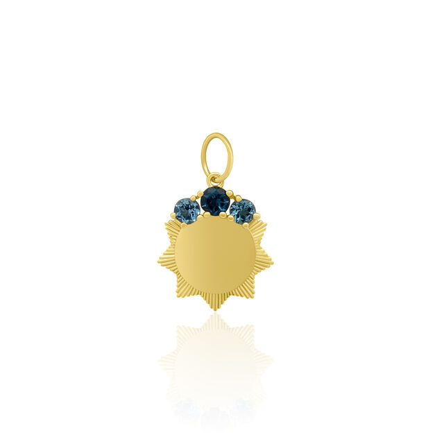 BLUE TOPAZ FLUTED SOL 14-carat gold charm