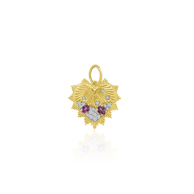 CELESTE DIAMOND AND SAPPHIRE HEART 14-carat gold charm