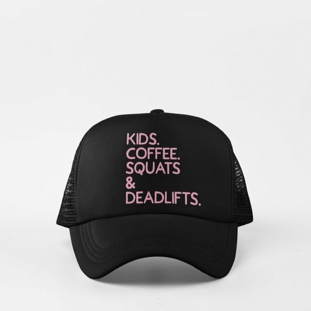 Kids coffee squats & deadlifts cap