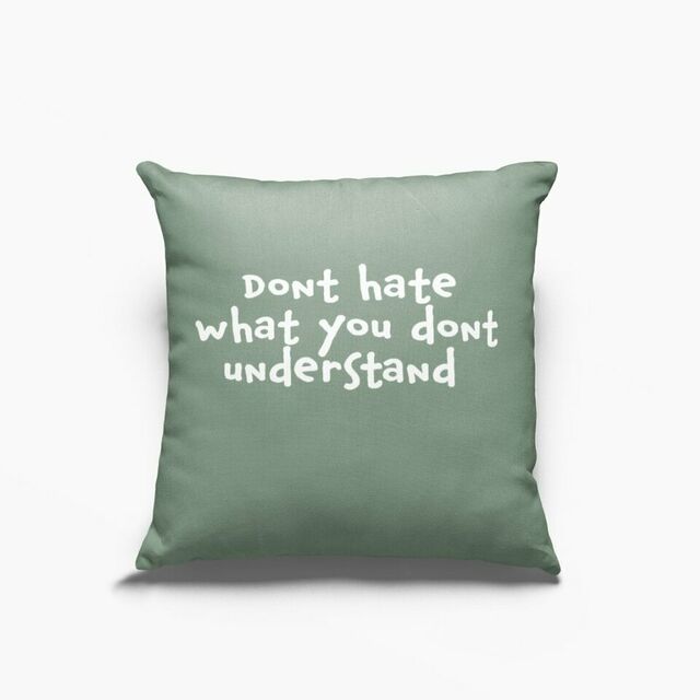 Don't hate what you don't understand cushion
