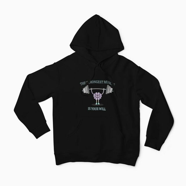 The strongest muscle is your will mens hoodie
