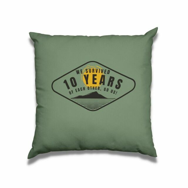 We survived 10 (change) years of marriage cushion