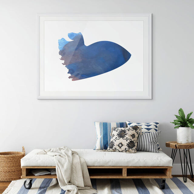 Abstract Wall Art Print - Watercolour -The Blue Whale