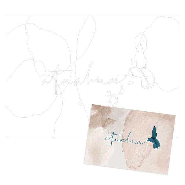 Hummingbird writes Ataahua – Paint Me / Colour Me Edition | New Zealand Art Print by Willa Black