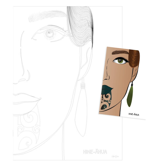 Colour Me Hine Ahua – Māori-Inspired Colour-In Art Print by Willa Black