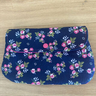 Navy floral pouch