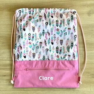 White Feathers, Personalised Swim Bag