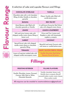 Cake Flavour range