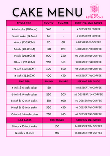 Cake Menu & Prices