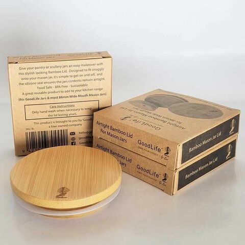 Airtight Bamboo Mason Jar Lid - 1 lid or 6 lids