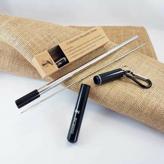 Straw Kit, Collapsible Reusable - Black