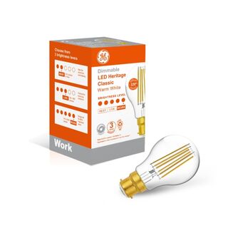 LED Warm White BC 10W GLS Clear Filament - Dimmable