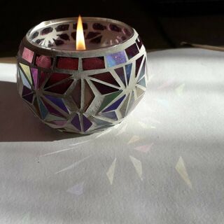 MysticSky beautiful glass mosaic purple scented soy candle