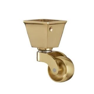 Brass Castor 32mm Wheel with Square Leg Cup and Screws