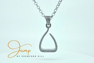 Diamond Set Gold Jump Pendant - White