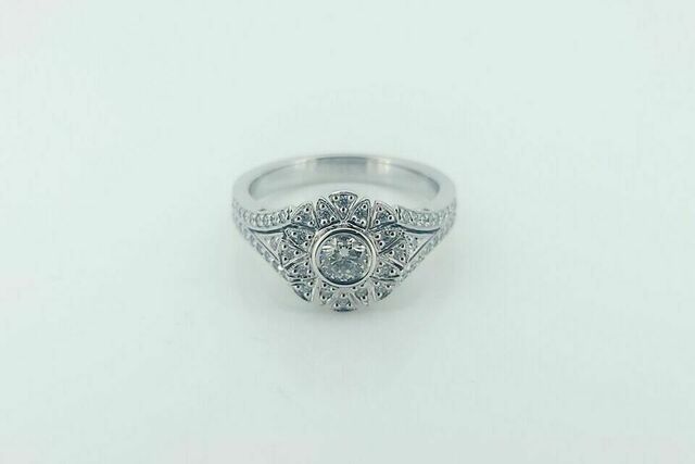 Filigree Diamond Engagement Ring