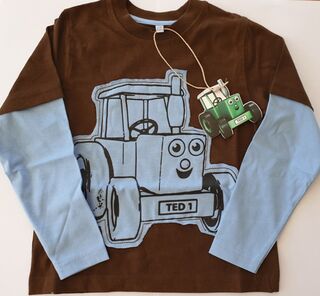 Tractor Ted Applique Tshirt age 2-3 choc/blue