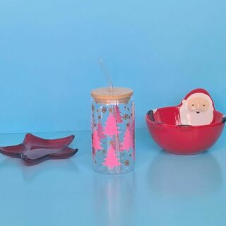 Pink Christmas Tree Glass Cup