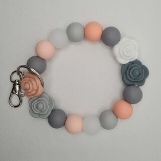 Silicone Bead Wristlet - Grey Rose