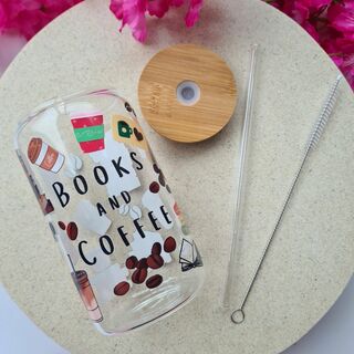 Books and Coffee Glass Cup