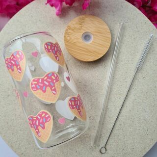 Icecream Hearts Glass Cup