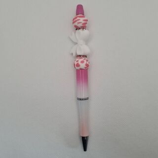 Silicone Bead Pen - White Bow