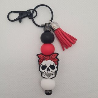 Skull - Silicone Bead Keychain