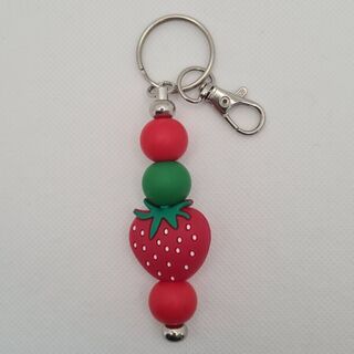 Strawberry - Silicone Bead Keychain