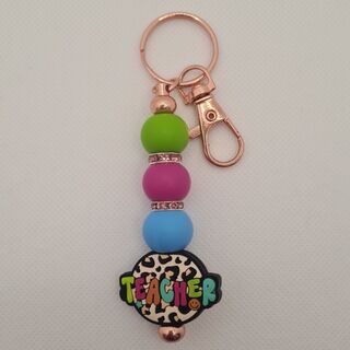 Teacher Silicone Bead Keychain