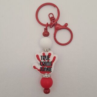 True Crime Junkie Silicone Bead Keychain