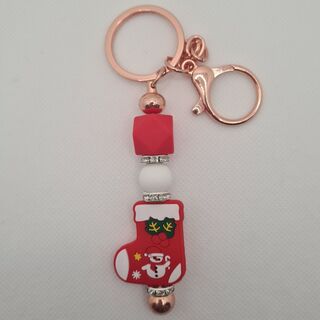 Christmas Stocking Silicone Bead Keychain