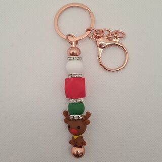 Reindeer Silicone Bead Keychain