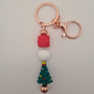 Christmas Tree Silicone Bead Keychain