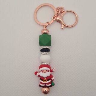 Santa Silicone Bead Keychain