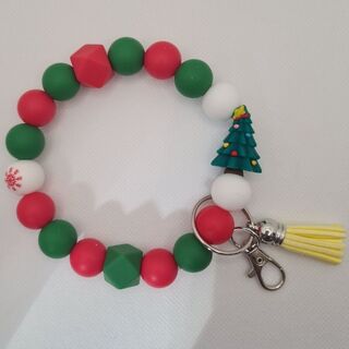 Christmas Tree Silicone Bead Wristlet