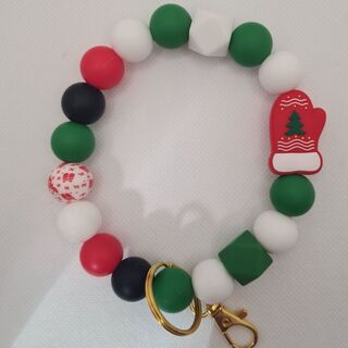 Christmas Mitten Silicone Bead Wristlet