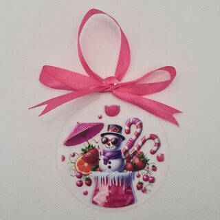 Pink Snowman Ornament