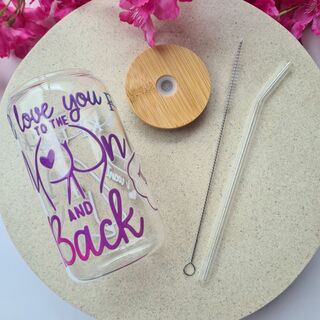 I Love You to the Moon and Back Glass Cup