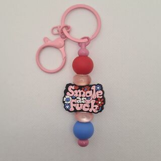 Single As Fuck Silicone Bead Keychain