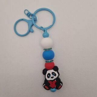 Panda Silicone Bead Keychain