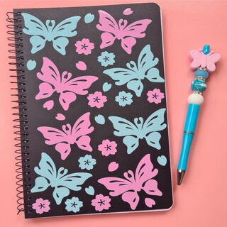 Pink and Blue Butterflies Notebook and Pen Bundle