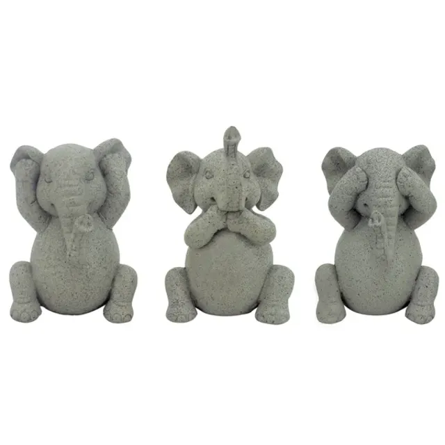 Elephant Trio - Mini Hear No evil set - Grey