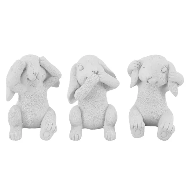 Bunnies Trio - Hear No Evil Minis Set - Lt Grey