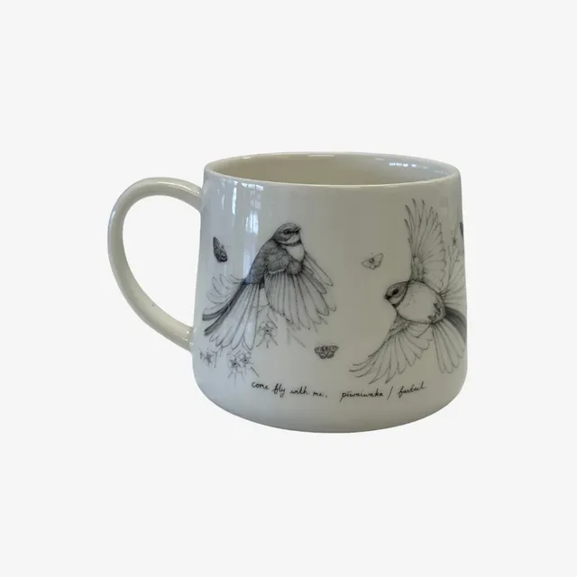 Cup - Come Fly with Me - Piwakawaka/Fantail - Katy Hayward Art