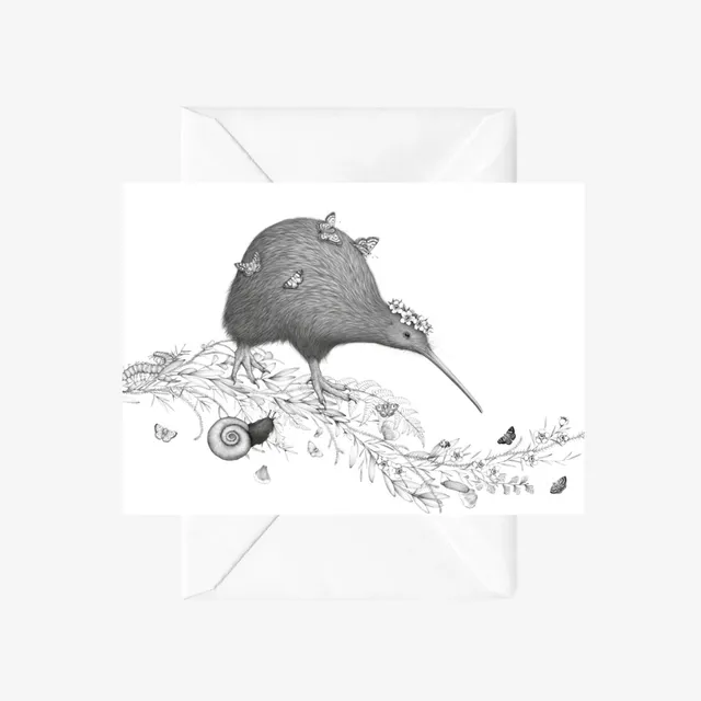 Card - Walking with Aroha - Brown Kiwi - by Katy Hayward