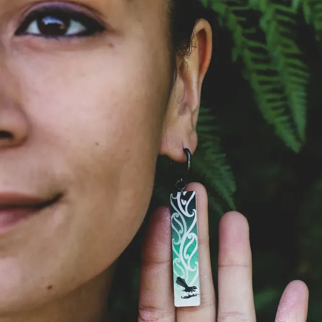 Earrings - Piwakawaka Ngutukaka - By Nichola